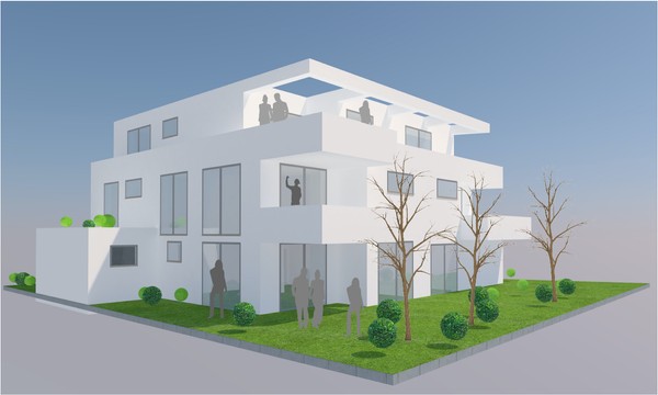 Visualisierung eines möglichen 4-Familienhauses  